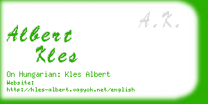 albert kles business card